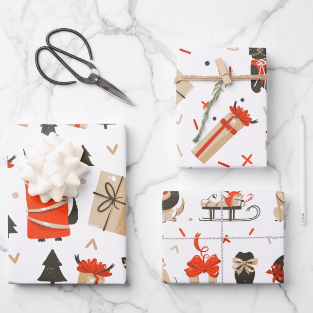 Cool Yule | Mid-Century Christmas Holiday Wrapping Paper Sheet (Front)