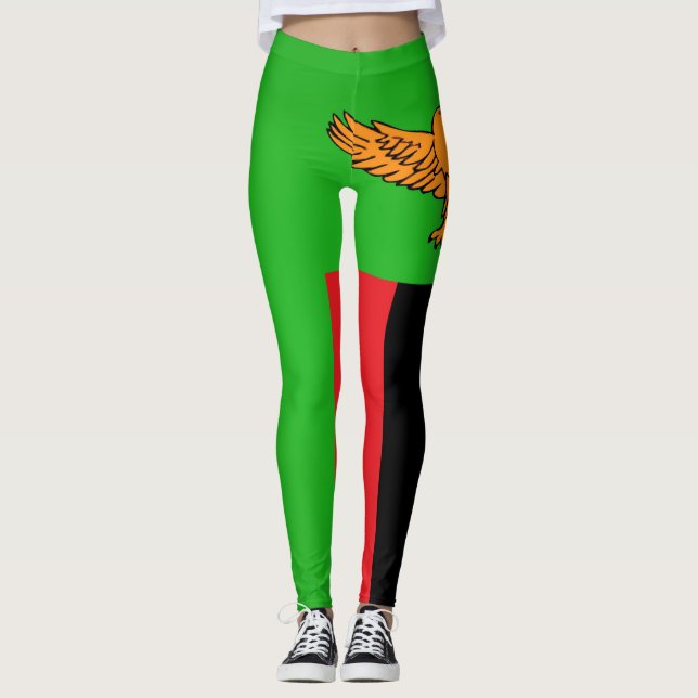 Cool Zambia Flag Fashion Leggings (Front)