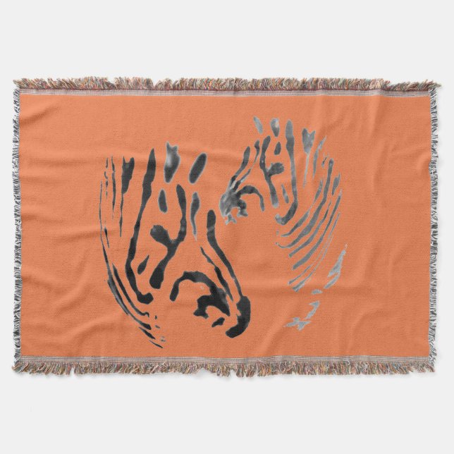 Cool Zebra Animal Print Monochrome Throw Blanket (Front)