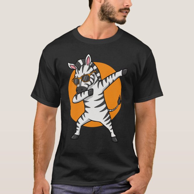 Cool Zebra Dabbing with Sunglasses T-Shirt (Front)