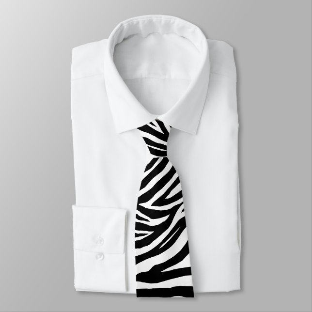 Cool Zebra Stripes Necktie (Tied)
