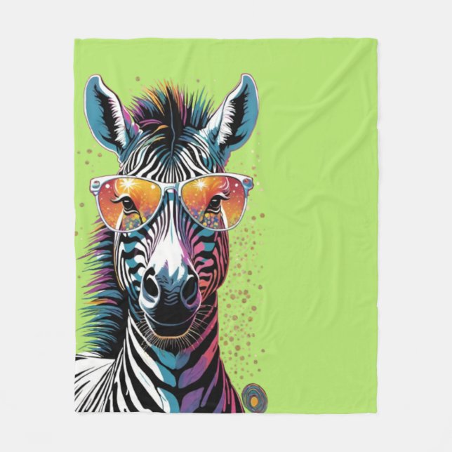Cool Zebra Vibes Fleece Blanket (Front)