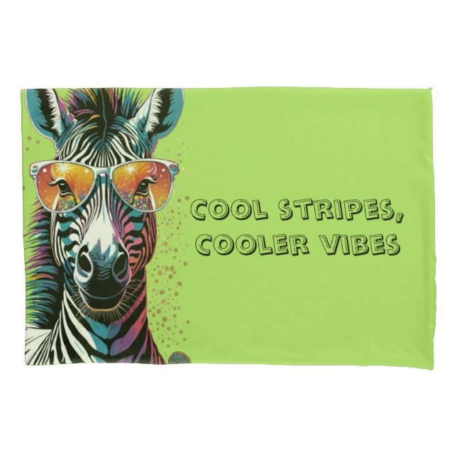 Cool Zebra Vibes Pillowcase (Front-Left)