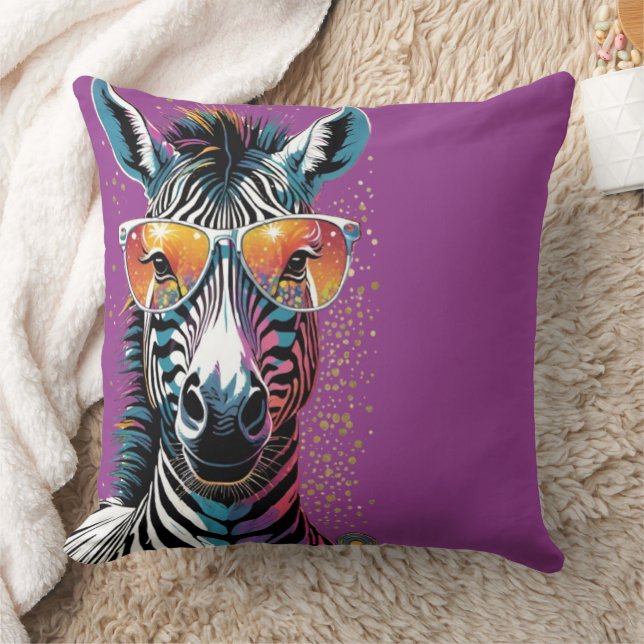 Cool Zebra Vibes Throw Pillow (Blanket)
