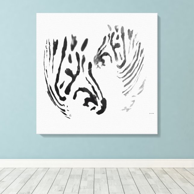 Cool Zebra Wildlife Art Custom Colour Canvas Print (Insitu(Wood Floor))
