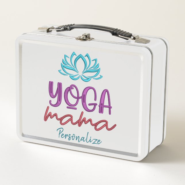 Cool Zen Yoga Mama Quote Personalized Metal Lunch Box (Front)