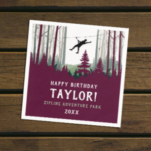 Cool Zipline Forest Burgundy Outdoor Greenery Napkin