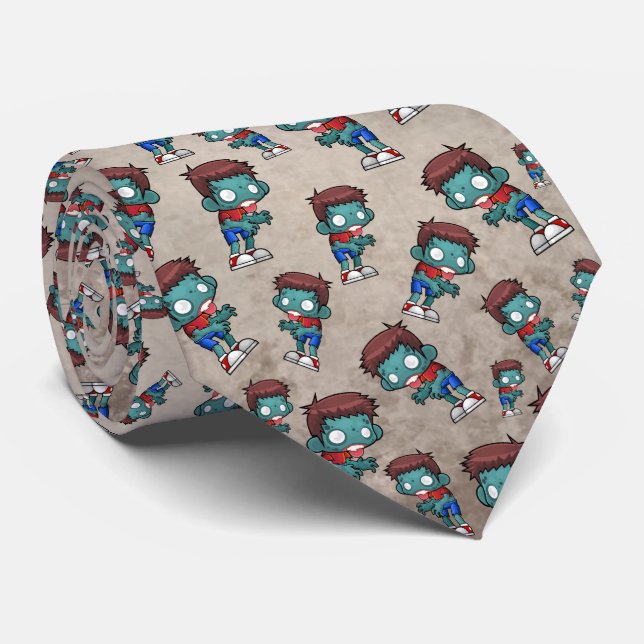 Cool Zombie Pattern Creepy Cute Tie (Rolled)