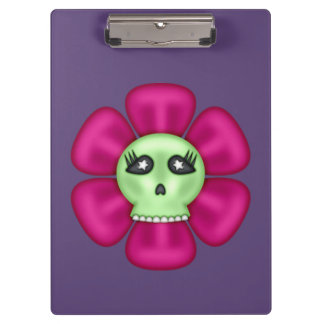 Cool Zombie Skull Flower Clipboard