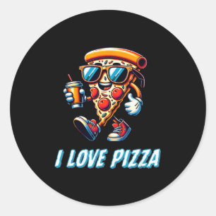 Cool Zza Slice Funny Food Lovers Kids Men And Wome Classic Round Sticker