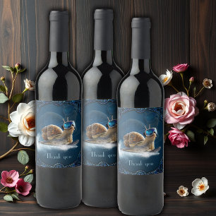Cooler than the rest, the snowboarding snail.  wine label