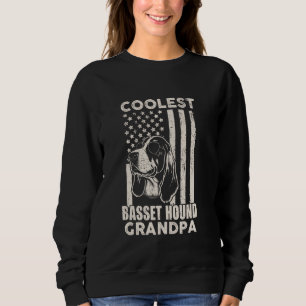 Coolest Basset Hound Grandpa Vintage American Flag Sweatshirt