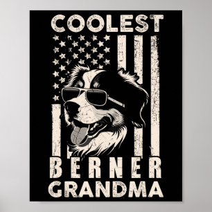 Coolest Berner Grandma Vintage American Flag Funny Poster