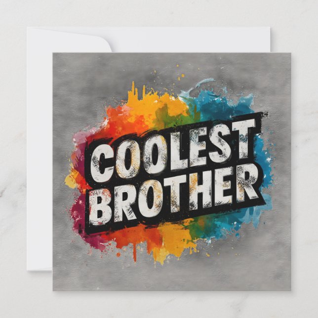 COOLEST BROTHER Typography with Watercolor Splash (Front)