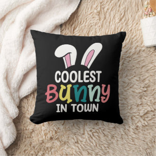 Coolest Bunny In Town Easter Bunny Rabbit Throw Pillow