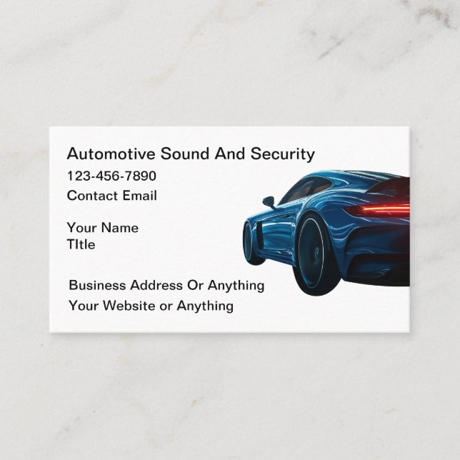 Coolest Car Audio Security Detailing Business Card (Front)