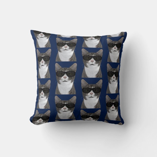 Coolest Cat In Town Throw Pillow (Front)