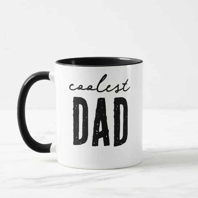 Coolest Dad Black and White Photo Typography Mug (Left)