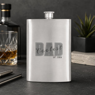 Coolest Dad Est. Custom Year - Dad Gift Hip Flask