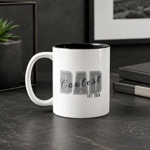Coolest Dad Est. Custom Year - Dad Gift Two-Tone Coffee Mug