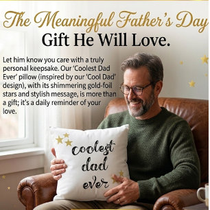 Coolest Dad Ever Black and White Keepsake Throw Pillow