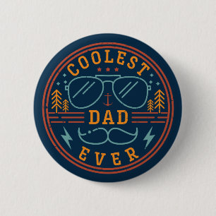 Coolest Dad Ever Logo Vintage Retro Father's Day 2 Inch Round Button