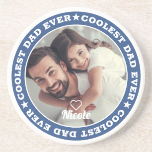 Coolest Dad Ever Modern Custom Photo Coaster