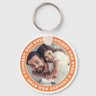 Coolest Dad Ever Modern Custom Photo Keychain