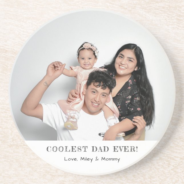 Coolest Dad Ever Photo Father's Day Gift Acrylic Coaster (Front)