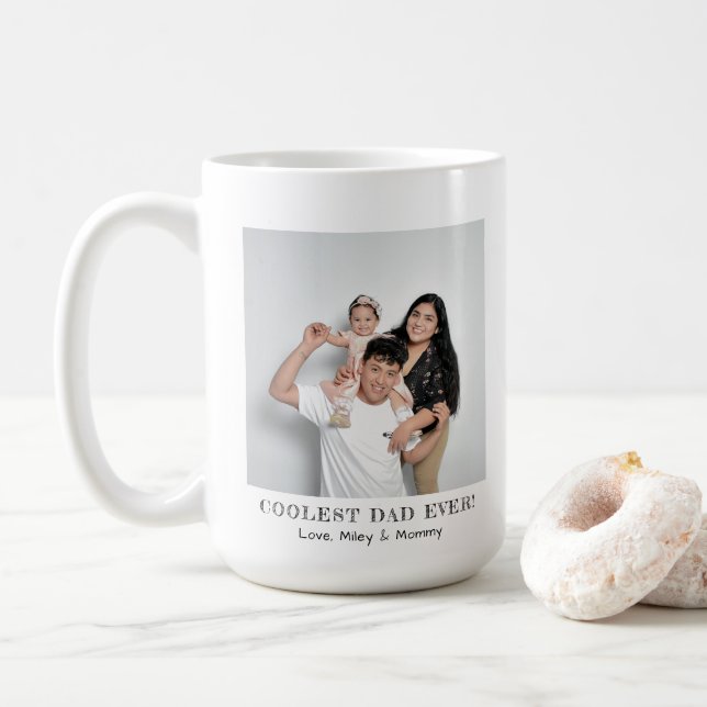 Coolest Dad Ever Photo Father's Day Memories Gift Coffee Mug (With Donut)