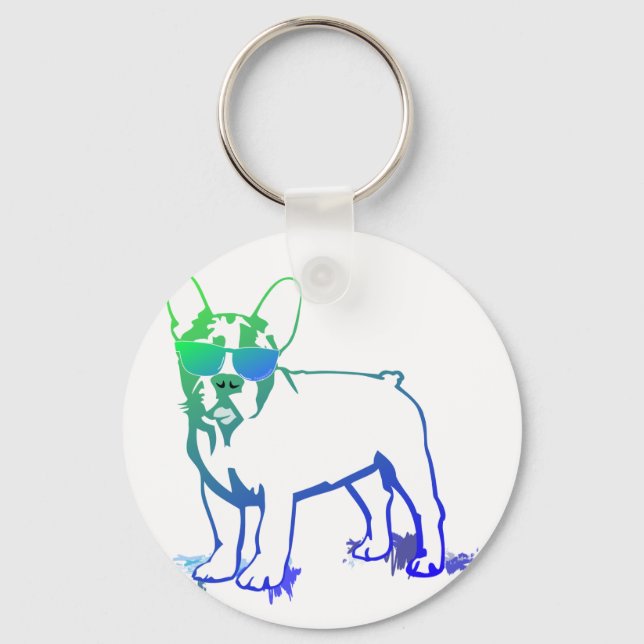 Coolest French Bulldog Boy Keychain (Front)