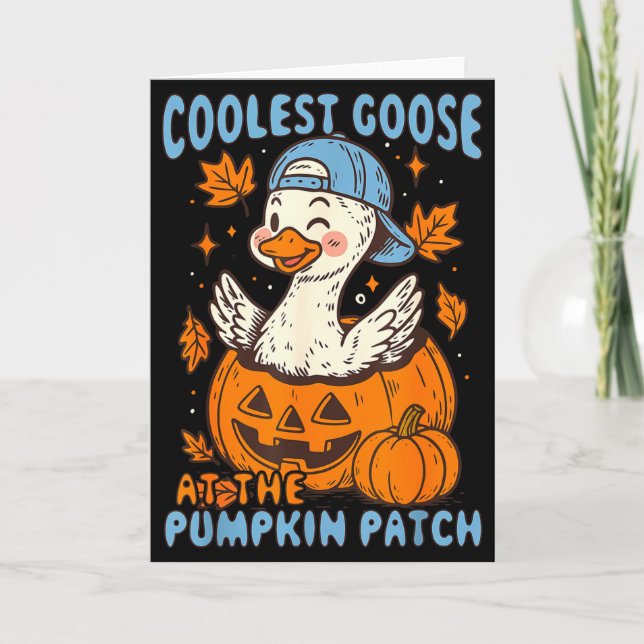 Coolest Goose At The Pumpkin Patch Autumn Fall Cou Card (Front)