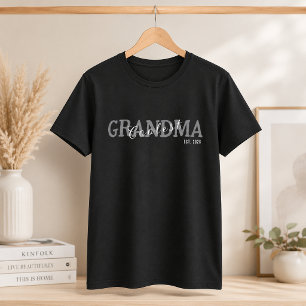 Coolest Grandma Est. Custom Year White Script T-Shirt