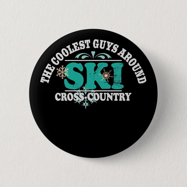 Coolest Guys Cross Country Ski 2 Inch Round Button (Front)