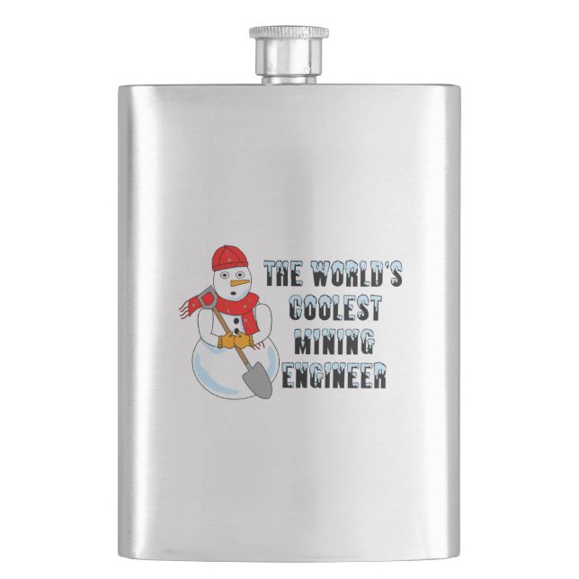 Coolest Mining Engineer Snowman Hip Flask (Front)