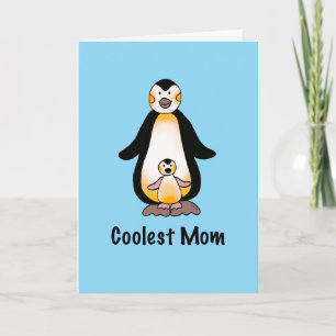 Coolest Mom Penguin Family Art Holiday Card