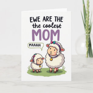 Coolest Mom Sheep Illustration Card