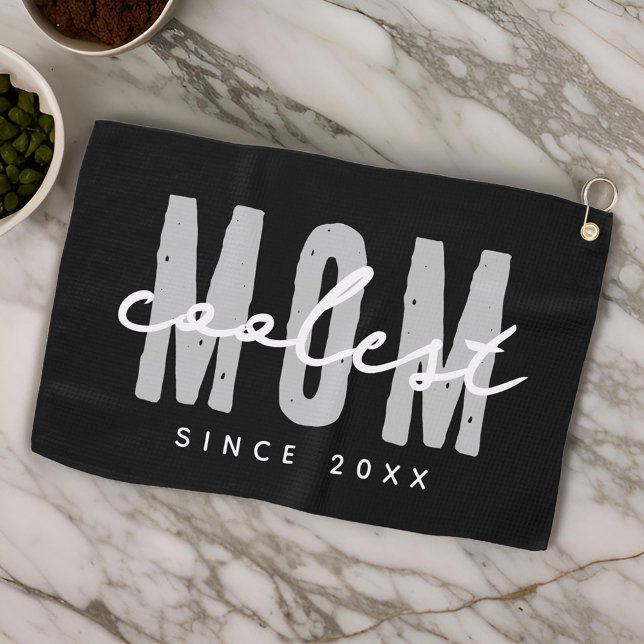 Coolest Mom Since 20XX Modern Simple Preppy Golf Towel (Creator Uploaded)