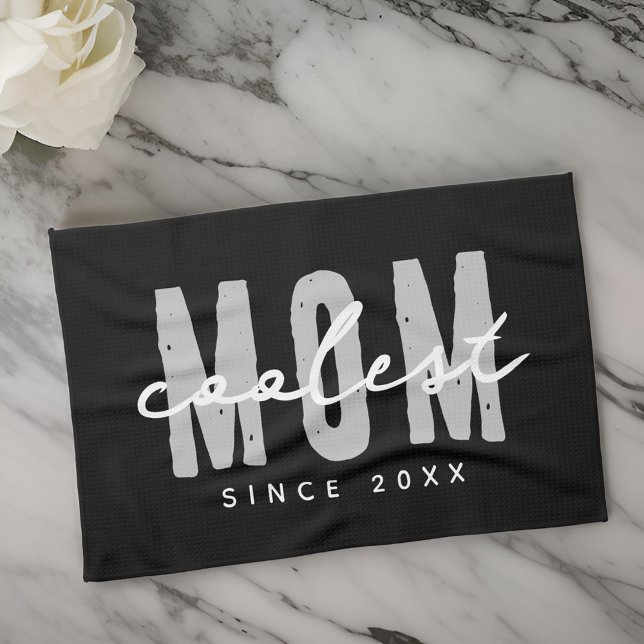 Coolest Mom Since 20XX Modern Simple Preppy Kitchen Towel (Creator Uploaded)