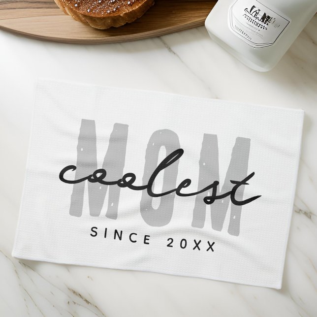 Coolest Mom Since 20XX Modern Simple Preppy Kitchen Towel (Creator Uploaded)