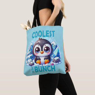 Coolest of the Bunch pun Cute baby Penguin cartoon Tote Bag