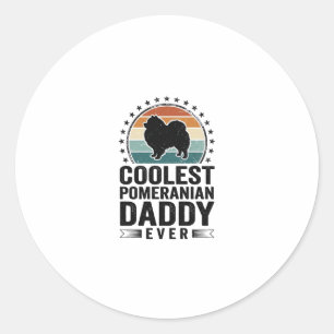 Coolest Pomeranian Daddy Vintage Dog Dad Shirt_1 Classic Round Sticker