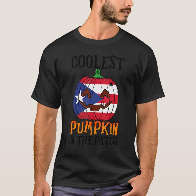 Coolest Pumpkin In The Patch Boricua Flag Jack Ou2 T-Shirt (Front)