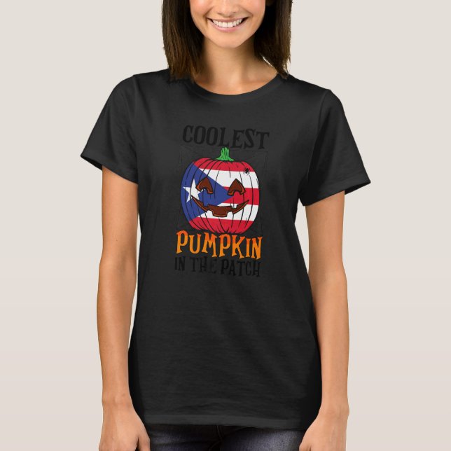 Coolest Pumpkin In The Patch Boricua Flag Jack Ou2 T-Shirt (Front)