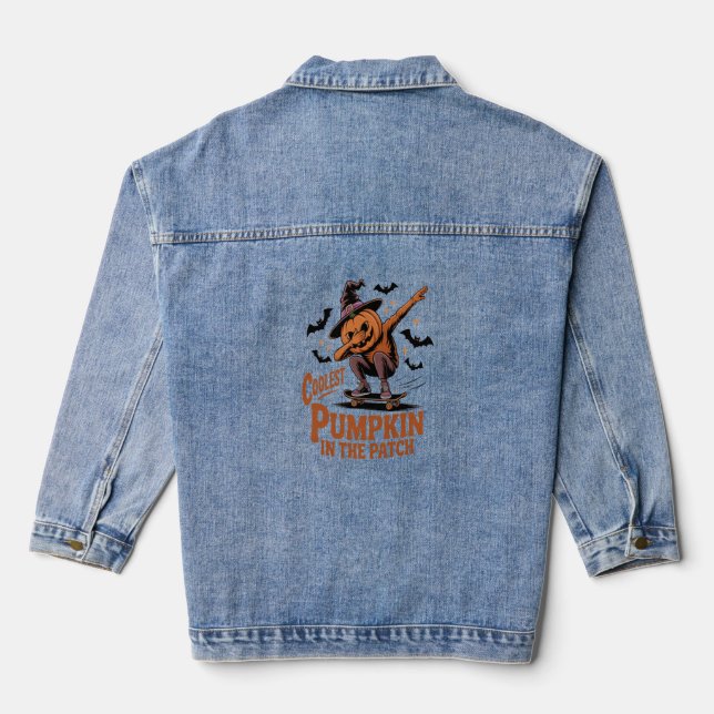 Coolest Pumpkin in the Patch Denim Jacket (Back)