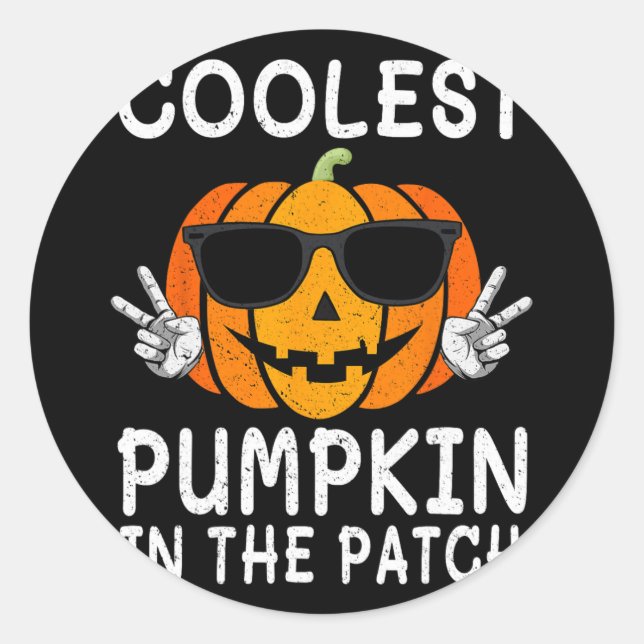 Coolest Pumpkin In The Patch Fun Boys Girls Kids H Classic Round Sticker (Front)