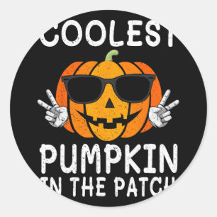 Coolest Pumpkin In The Patch Fun Boys Girls Kids H Classic Round Sticker