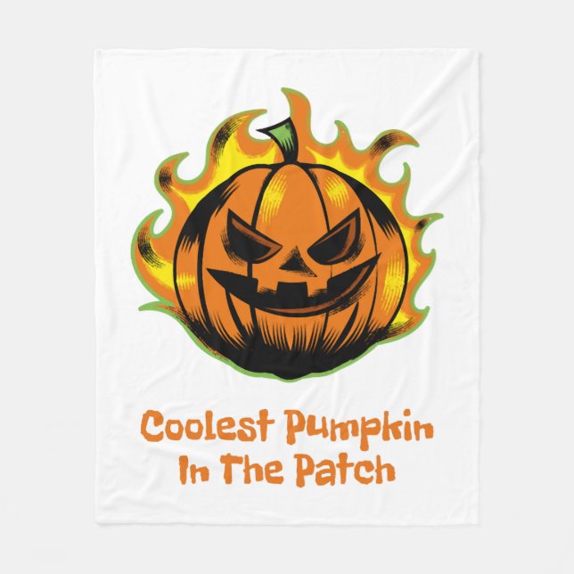 Coolest Pumpkin In The Patch Funny Halloween Men Fleece Blanket (Front)