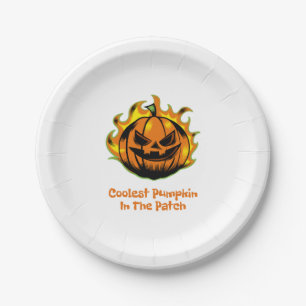 Coolest Pumpkin In The Patch Funny Halloween Men Paper Plate