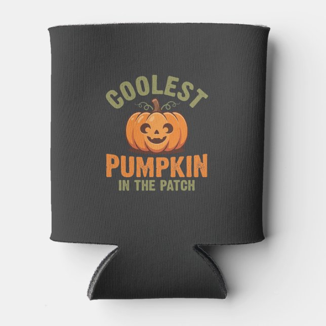 Coolest Pumpkin In The Patch Halloween Design Can Cooler (Front)